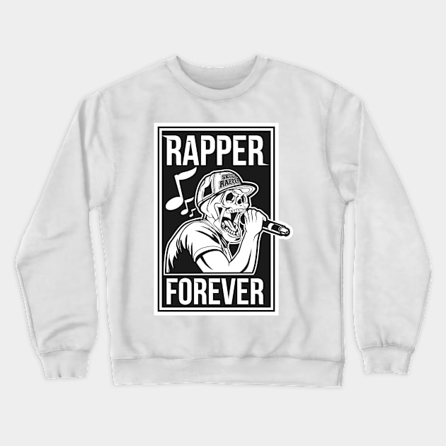 SKULL RAPPER black and white Crewneck Sweatshirt by beanbeardy